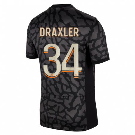 Kandiny Férfi Julian Draxler #34 Fekete Harmadik Számú Jersey 2023/24 Mez Póló Ing
