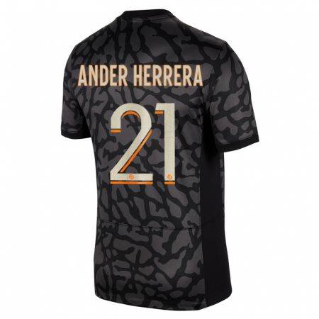 Kandiny Férfi Ander Herrera #21 Fekete Harmadik Számú Jersey 2023/24 Mez Póló Ing