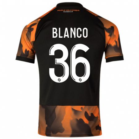 Kandiny Férfi Rubén Blanco #36 Fekete Narancs Harmadik Számú Jersey 2023/24 Mez Póló Ing