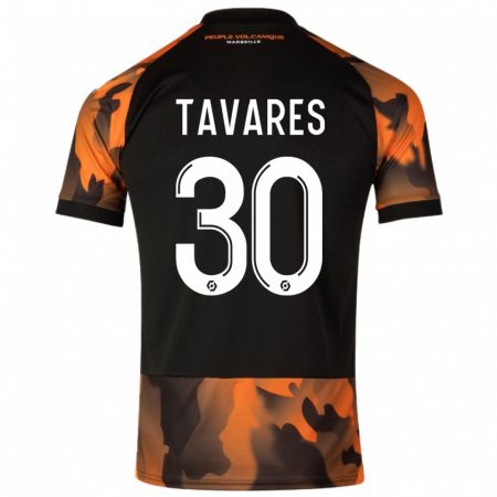 Kandiny Férfi Nuno Tavares #30 Fekete Narancs Harmadik Számú Jersey 2023/24 Mez Póló Ing