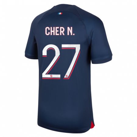 Kandiny Női Cher Ndour #27 Kék Piros Hazai Jersey 2023/24 Mez Póló Ing