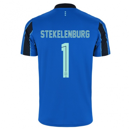 Gyermek Labdarúgás Maarten Stekelenburg #1 Kék Fekete Idegenbeli Jersey 2021/22 Mez Póló Ing