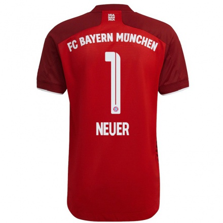 Gyermek Labdarúgás Manuel Neuer #1 Sötét Vörös Hazai Jersey 2021/22 Mez Póló Ing