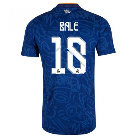 Gyermek Labdarúgás Gareth Bale #18 Sötétkék Idegenbeli Jersey 2021/22 Mez Póló Ing