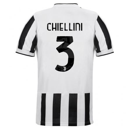 Gyermek Labdarúgás Giorgio Chiellini #3 Fehér Fekete Hazai Jersey 2021/22 Mez Póló Ing