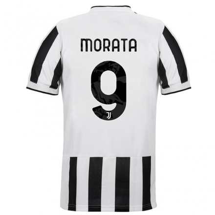 Gyermek Labdarúgás Alvaro Morata #9 Fehér Fekete Hazai Jersey 2021/22 Mez Póló Ing