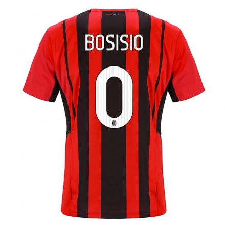 Gyermek Labdarúgás Marco Bosisio #0 Piros Fekete Hazai Jersey 2021/22 Mez Póló Ing
