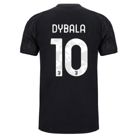 Gyermek Labdarúgás Paulo Dybala #10 Fekete Idegenbeli Jersey 2021/22 Mez Póló Ing