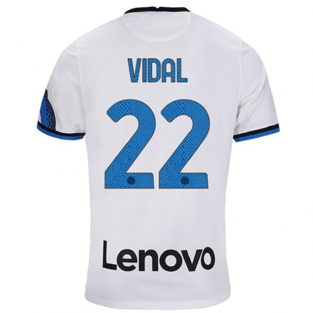 Gyermek Labdarúgás Arturo Vidal #22 Fehér Kék Idegenbeli Jersey 2021/22 Mez Póló Ing