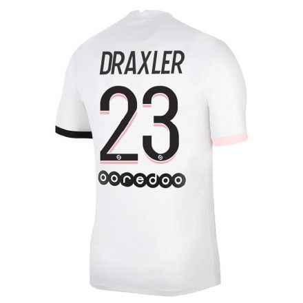 Gyermek Labdarúgás Julian Draxler #23 Fehér Rózsaszín Idegenbeli Jersey 2021/22 Mez Póló Ing