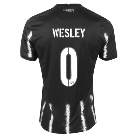 Gyermek Labdarúgás Wesley #0 Fekete Idegenbeli Jersey 2021/22 Mez Póló Ing