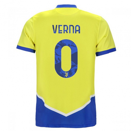 Gyermek Labdarúgás Vittoria Verna #0 Kék Sárga Számú Jersey 2021/22 Mez Póló Ing