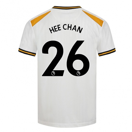 Gyermek Labdarúgás Hwang Hee-chan #26 Fehér Sárga Számú Jersey 2021/22 Mez Póló Ing