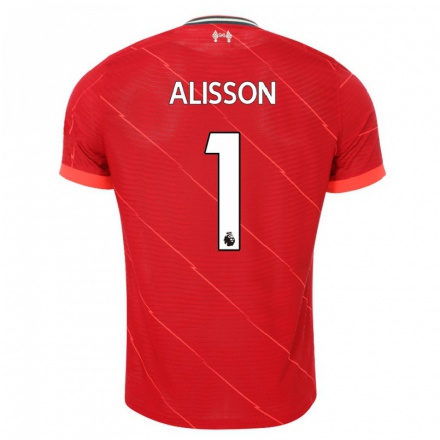 Férfi Labdarúgás Alisson #1 Piros Hazai Jersey 2021/22 Mez Póló Ing