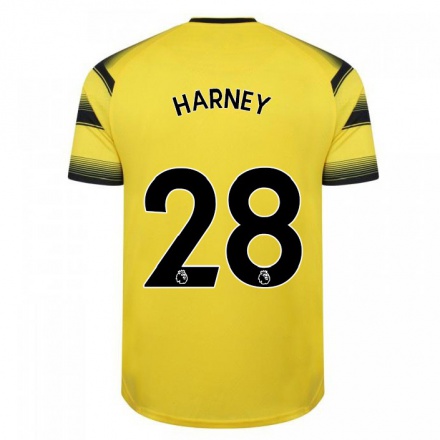 Férfi Labdarúgás Anaisa Harney #28 Sárga Fekete Hazai Jersey 2021/22 Mez Póló Ing