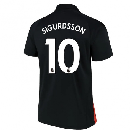 Férfi Labdarúgás Gylfi Sigurdsson #10 Fekete Idegenbeli Jersey 2021/22 Mez Póló Ing
