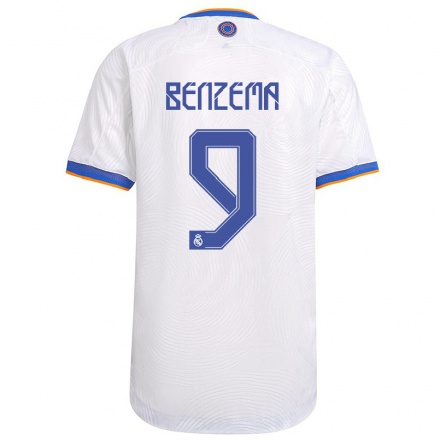 Férfi Labdarúgás Karim Benzema #9 Fehér Hazai Jersey 2021/22 Mez Póló Ing