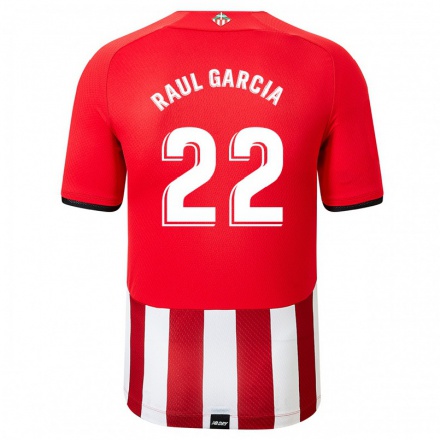 Férfi Labdarúgás Raul Garcia #22 Piros Fehér Hazai Jersey 2021/22 Mez Póló Ing