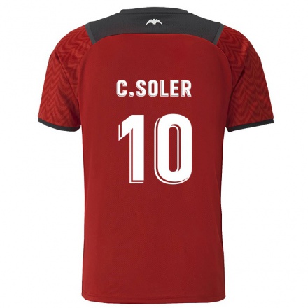Férfi Labdarúgás Carlos Soler #10 Sötét Vörös Idegenbeli Jersey 2021/22 Mez Póló Ing