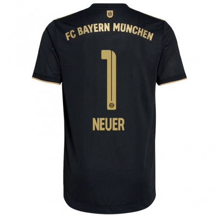 Férfi Labdarúgás Manuel Neuer #1 Fekete Idegenbeli Jersey 2021/22 Mez Póló Ing