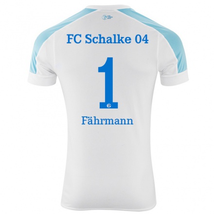 Férfi Labdarúgás Ralf Fahrmann #1 Fehér Kék Idegenbeli Jersey 2021/22 Mez Póló Ing