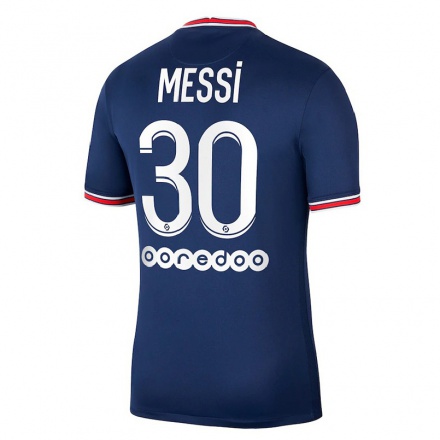 Férfi Labdarúgás Lionel Messi #30 Gesztenyebarna Kék Hazai Jersey 2021/22 Mez Póló Ing