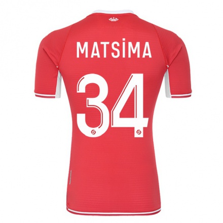 Férfi Labdarúgás Chrislain Matsima #34 Piros Fehér Hazai Jersey 2021/22 Mez Póló Ing