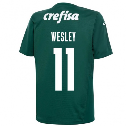 Férfi Labdarúgás Wesley #11 Sötétzöld Hazai Jersey 2021/22 Mez Póló Ing