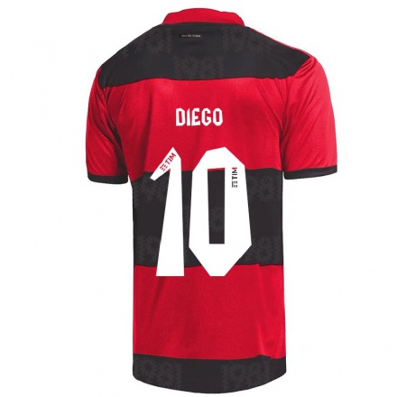 Férfi Labdarúgás Diego #10 Piros Fekete Hazai Jersey 2021/22 Mez Póló Ing
