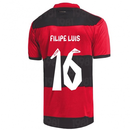 Férfi Labdarúgás Filipe Luis #16 Piros Fekete Hazai Jersey 2021/22 Mez Póló Ing