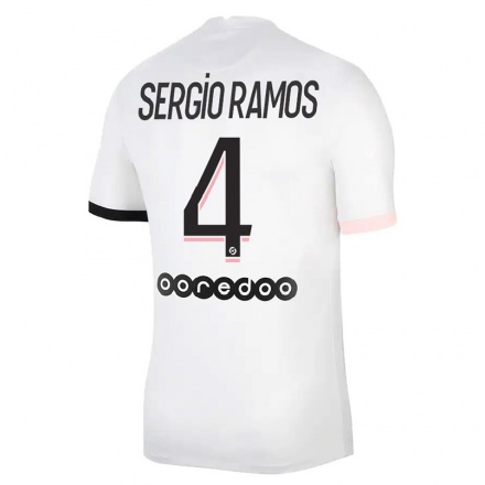 Férfi Labdarúgás Sergio Ramos #4 Fehér Rózsaszín Idegenbeli Jersey 2021/22 Mez Póló Ing