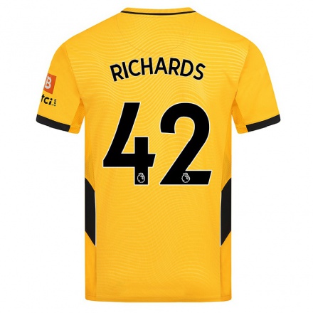 Férfi Labdarúgás Lewis Richards #42 Sárga Hazai Jersey 2021/22 Mez Póló Ing