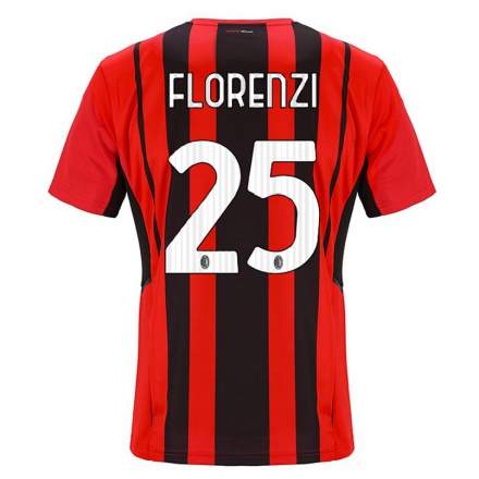 Férfi Labdarúgás Alessandro Florenzi #25 Vörös Fekete Hazai Jersey 2021/22 Mez Póló Ing