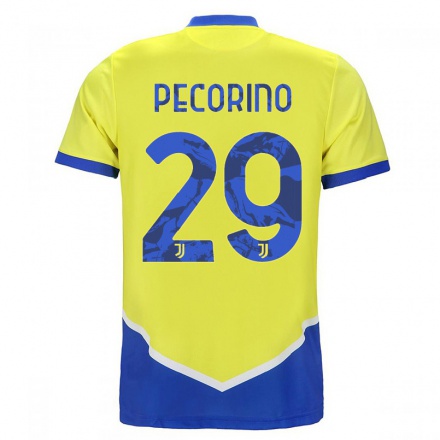Férfi Labdarúgás Emanuele Pecorino #29 Kék Sárga Számú Jersey 2021/22 Mez Póló Ing