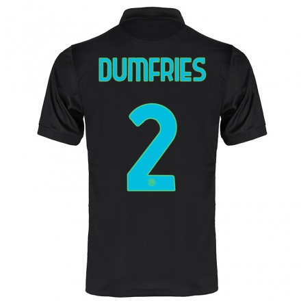 Férfi Labdarúgás Denzel Dumfries #2 Fekete Számú Jersey 2021/22 Mez Póló Ing