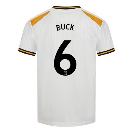 Férfi Labdarúgás Alex Buck #6 Fehér Sárga Számú Jersey 2021/22 Mez Póló Ing