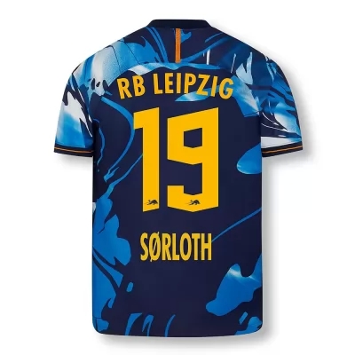 Férfi Labdarúgás Alexander Sorloth #19 Uefa Fehér Kék Mez 2020/21 Póló Ing