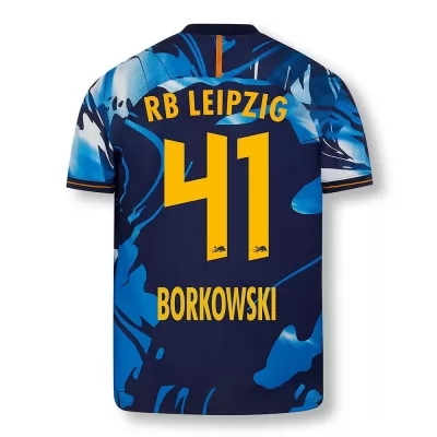 Férfi Labdarúgás Dennis Borkowski #41 Uefa Fehér Kék Mez 2020/21 Póló Ing