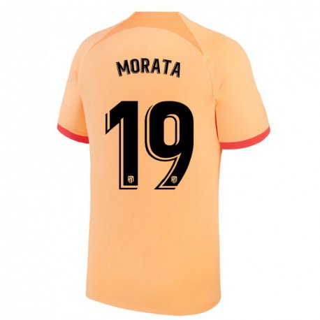 Kandiny Gyermek Alvaro Morata #19 Világos Narancs Harmadik Számú Jersey 2022/23 Mez Póló Ing