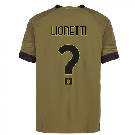 Kandiny Gyermek Francesco Lionetti #0 Sötétzöld Fekete Harmadik Számú Jersey 2022/23 Mez Póló Ing