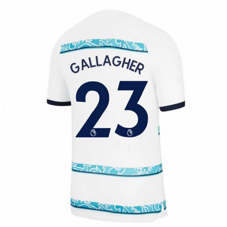 Kandiny Férfi Conor Gallagher #23 Fehér Világoskék Harmadik Számú Jersey 2022/23 Mez Póló Ing