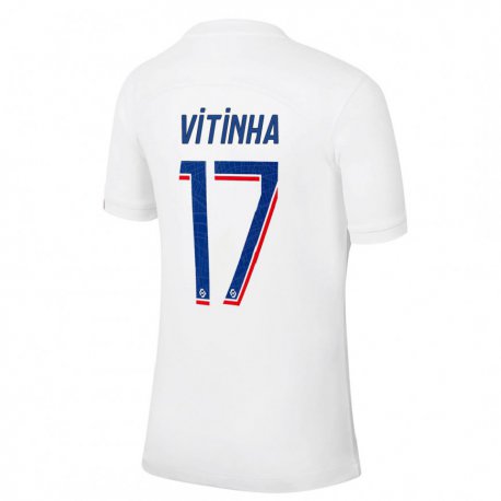 Kandiny Férfi Vitinha #17 Fehér Kék Harmadik Számú Jersey 2022/23 Mez Póló Ing