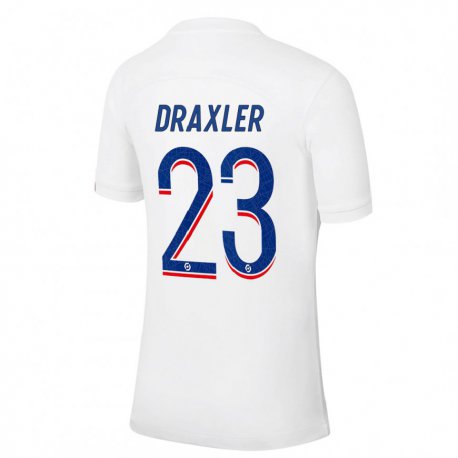 Kandiny Férfi Julian Draxler #23 Fehér Kék Harmadik Számú Jersey 2022/23 Mez Póló Ing