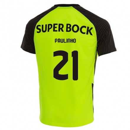 Női Labdarúgás Paulinho #21 Zöld Sárga Idegenbeli Jersey 2021/22 Mez Póló Ing