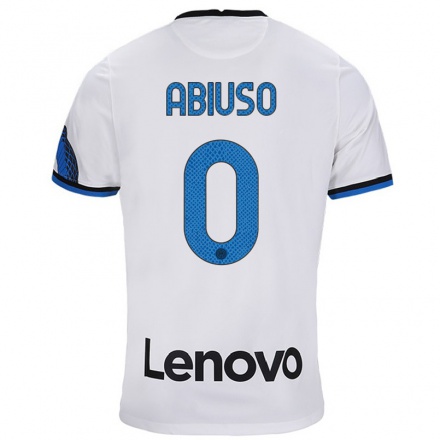Női Labdarúgás Fabio Abiuso #0 Fehér Kék Idegenbeli Jersey 2021/22 Mez Póló Ing