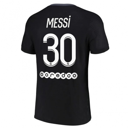 Női Labdarúgás Lionel Messi #30 Fekete Számú Jersey 2021/22 Mez Póló Ing