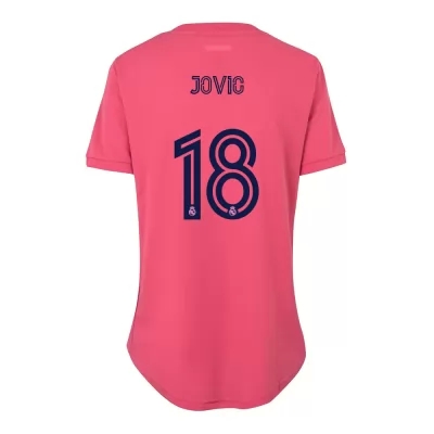 Női Labdarúgás Luka Jovic #18 Idegenbeli Rózsaszín Mez 2020/21 Póló Ing